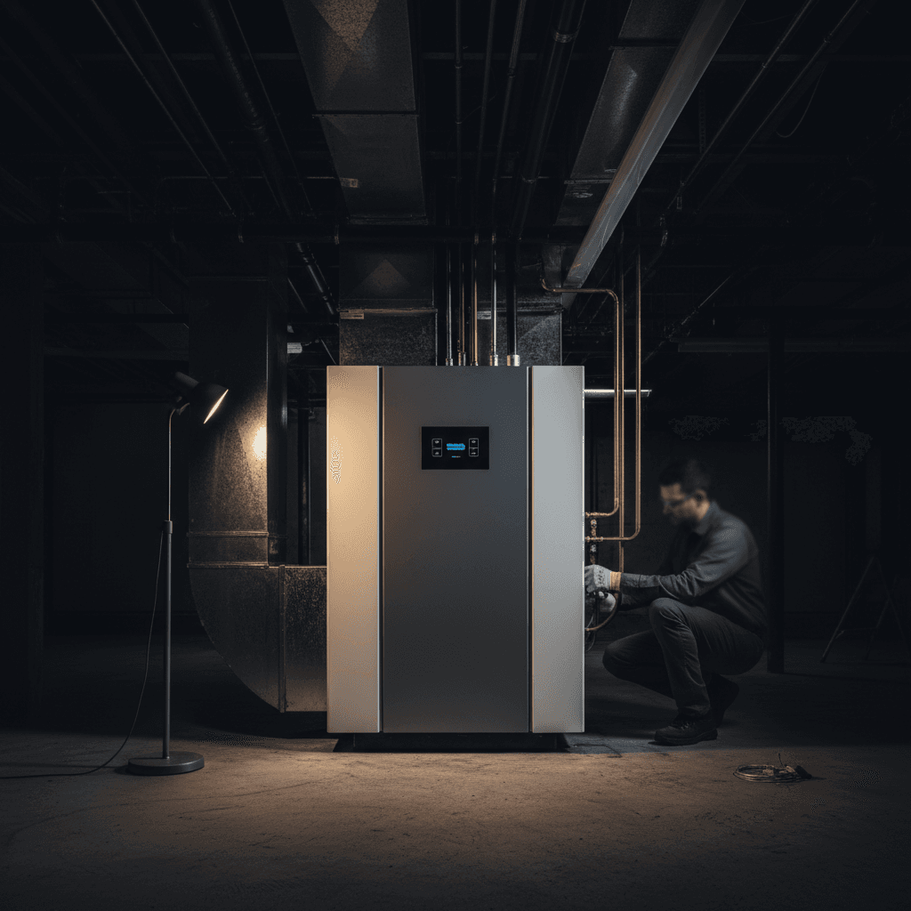 New high-efficiency HVAC system installed in mechanical room